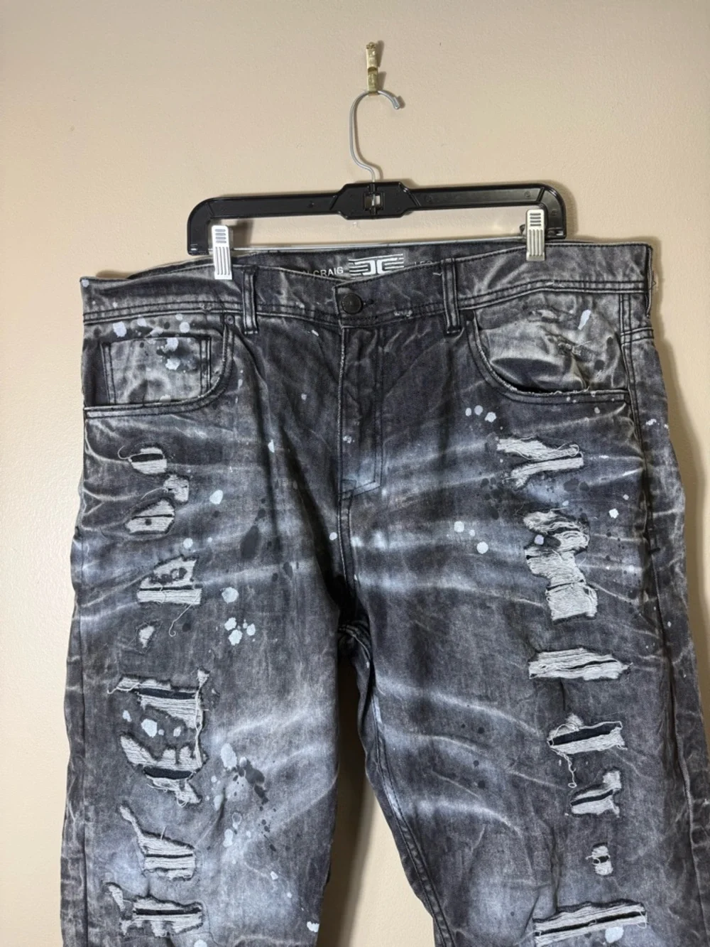 Jordan Craig Collins Jeans 42x32 Distressed Paint Splatter‎ Y2K Grunge